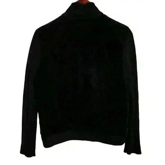 VNTG Lauren Ralph Lauren Black Corduroy full zip jacket sweater sleeves … - Picture 3 of 6